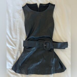 Ann Taylor Black Faux Leather Belted Sleeveless Too